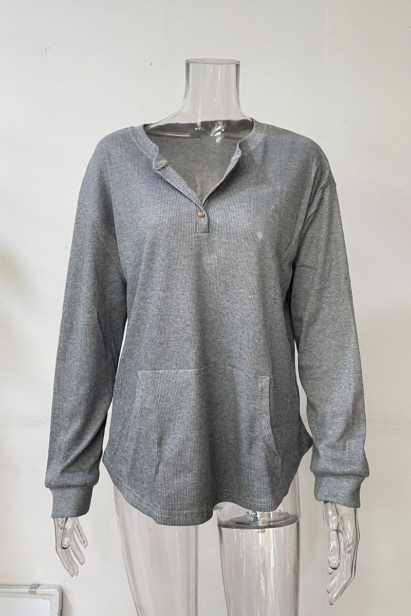 Fashion Casual Solid V Neck Tops(6 Colors)