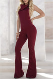 Sexy Casual Solid Backless Halter Skinny Jumpsuits(3 Colors)