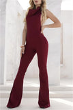 Sexy Casual Solid Backless Halter Skinny Jumpsuits(3 Colors)