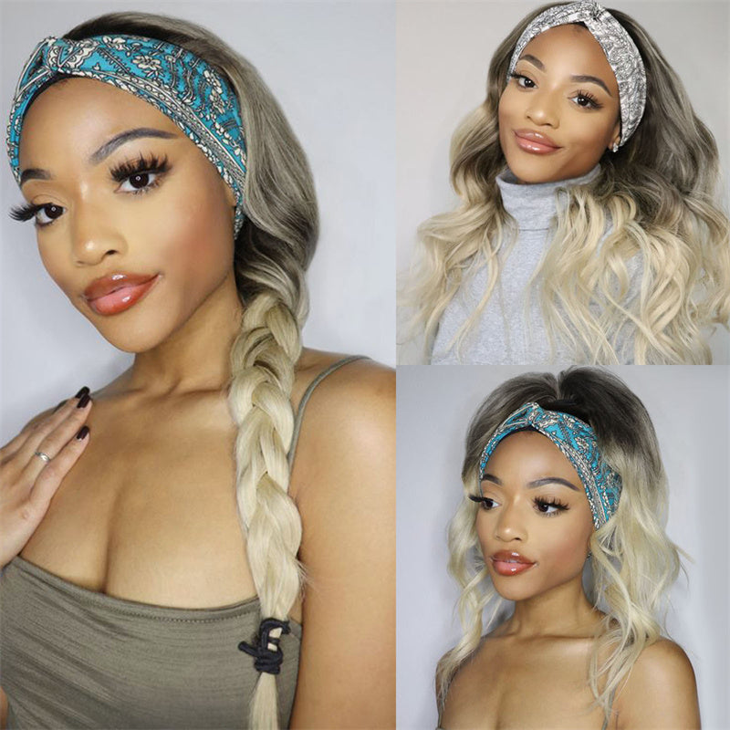 Fashion Casual Gradual Change Patchwork Wigs  (Without Headscarf)