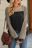 Casual Color Block Lace Hollowed Out Contrast O Neck Tops(5 Colors)