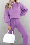 Casual Simplicity Solid Patchwork Half A Turtleneck Long Sleeve Two Pieces(10 Colors)