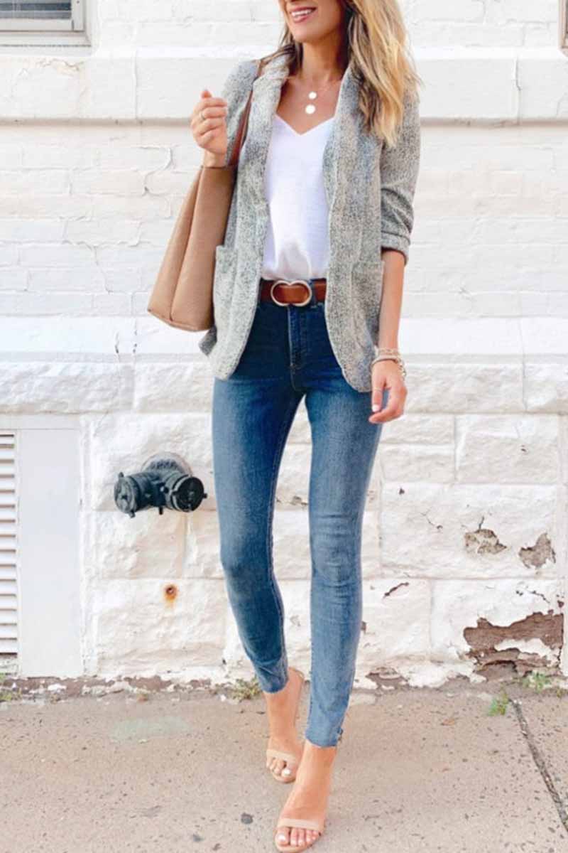 Florcoo Casual Slim Suit Jacket Tops(4 Colors)