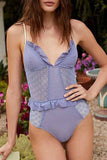 Florcoo Solid Mesh Lace One-piece Swimsuit(3 Colors)