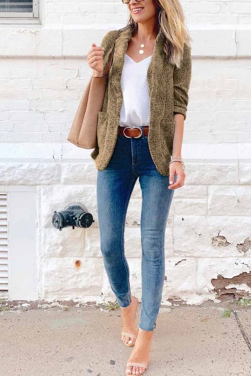 Florcoo Casual Slim Suit Jacket Tops(4 Colors)