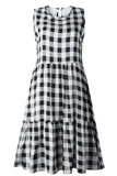 Fashion Street Plaid Patchwork O Neck Princess Dresses(3 Colors)