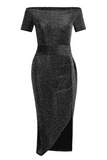 Fashion Elegant Solid Slit Sequined Off the Shoulder Wrapped Skirt Dresses(3 Colors)