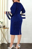 Elegant Solid Patchwork See-through Fold V Neck One Step Skirt Dresses