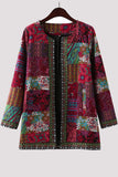 Print Printing O Neck Outerwear(3 Colors)