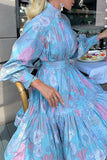 Elegant College Print Printing Turtleneck Princess Dresses
