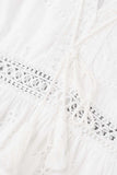 Sweet Elegant Solid Tassel Embroidered Hollowed Out V Neck A Line Dresses
