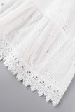 Sweet Elegant Solid Tassel Embroidered Hollowed Out V Neck A Line Dresses