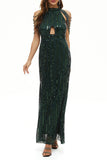 Celebrities Elegant Solid Sequins Patchwork O Neck Evening Dress Dresses