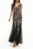 Elegant College Patchwork Sequins V Neck Evening Dress Dresses