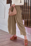 Casual Simplicity Solid Pocket Loose Mid Waist Wide Leg Solid Color Bottoms(7 Colors)
