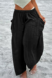 Casual Simplicity Solid Pocket Loose Mid Waist Wide Leg Solid Color Bottoms(7 Colors)