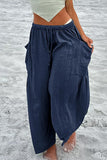 Casual Simplicity Solid Pocket Loose Mid Waist Wide Leg Solid Color Bottoms(7 Colors)