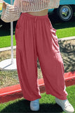 Casual Simplicity Solid Pocket Loose Mid Waist Wide Leg Solid Color Bottoms(7 Colors)