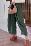 Casual Simplicity Solid Pocket Loose Mid Waist Wide Leg Solid Color Bottoms(7 Colors)