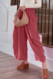 Casual Simplicity Solid Pocket Loose Mid Waist Wide Leg Solid Color Bottoms(7 Colors)