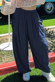 Casual Simplicity Solid Pocket Loose Mid Waist Wide Leg Solid Color Bottoms(7 Colors)