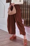 Casual Simplicity Solid Pocket Loose Mid Waist Wide Leg Solid Color Bottoms(7 Colors)