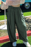 Casual Simplicity Solid Pocket Loose Mid Waist Wide Leg Solid Color Bottoms(7 Colors)