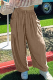 Casual Simplicity Solid Pocket Loose Mid Waist Wide Leg Solid Color Bottoms(7 Colors)
