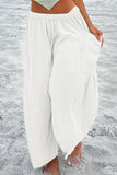 Casual Simplicity Solid Pocket Loose Mid Waist Wide Leg Solid Color Bottoms