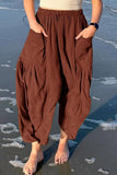 Casual Simplicity Solid Pocket Loose Mid Waist Wide Leg Solid Color Bottoms