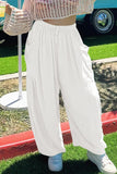 Casual Simplicity Solid Pocket Loose Mid Waist Wide Leg Solid Color Bottoms(7 Colors)