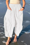Casual Simplicity Solid Pocket Loose Mid Waist Wide Leg Solid Color Bottoms(7 Colors)