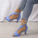 Casual Hollowed Out Patchwork Fish Mouth Out Door Shoes (Heel Height 2.75in)(5 Colors)