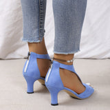 Casual Hollowed Out Patchwork Fish Mouth Out Door Shoes (Heel Height 2.75in)(5 Colors)