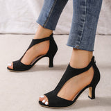 Casual Hollowed Out Patchwork Fish Mouth Out Door Shoes (Heel Height 2.75in)(5 Colors)