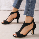 Casual Hollowed Out Patchwork Fish Mouth Out Door Shoes (Heel Height 2.75in)(5 Colors)