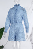 Casual Solid Buckle Mandarin Collar Long Sleeve Two Pieces(3 Colors)