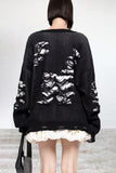 Casual Color Block Ripped Contrast O Neck Sweaters(3 Colors)