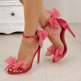 Casual Simplicity Patchwork With Bow Fish Mouth Out Door Shoes (Heel Height 4.13in)(5 Colors)