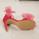 Casual Simplicity Patchwork With Bow Fish Mouth Out Door Shoes (Heel Height 4.13in)(5 Colors)