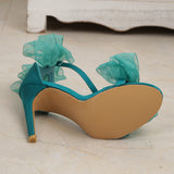 Casual Simplicity Patchwork With Bow Fish Mouth Out Door Shoes (Heel Height 4.13in)(5 Colors)