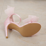 Casual Simplicity Patchwork With Bow Fish Mouth Out Door Shoes (Heel Height 4.13in)(5 Colors)