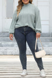 Casual Solid Basic Turtleneck Plus Size Tops