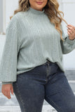 Casual Solid Basic Turtleneck Plus Size Tops