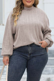 Casual Solid Basic Turtleneck Plus Size Tops