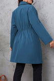 Casual Solid Frenulum Turn-back Collar Plus Size Overcoat