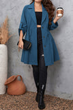 Casual Solid Frenulum Turn-back Collar Plus Size Overcoat