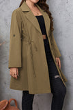 Casual Solid Frenulum Turn-back Collar Plus Size Overcoat