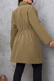 Casual Solid Frenulum Turn-back Collar Plus Size Overcoat