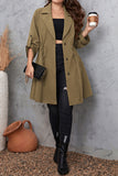 Casual Solid Frenulum Turn-back Collar Plus Size Overcoat